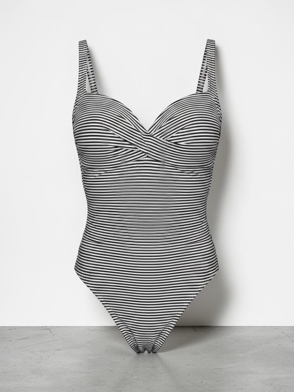 bond-eye Black & White Striped One-Piece Swimsuit